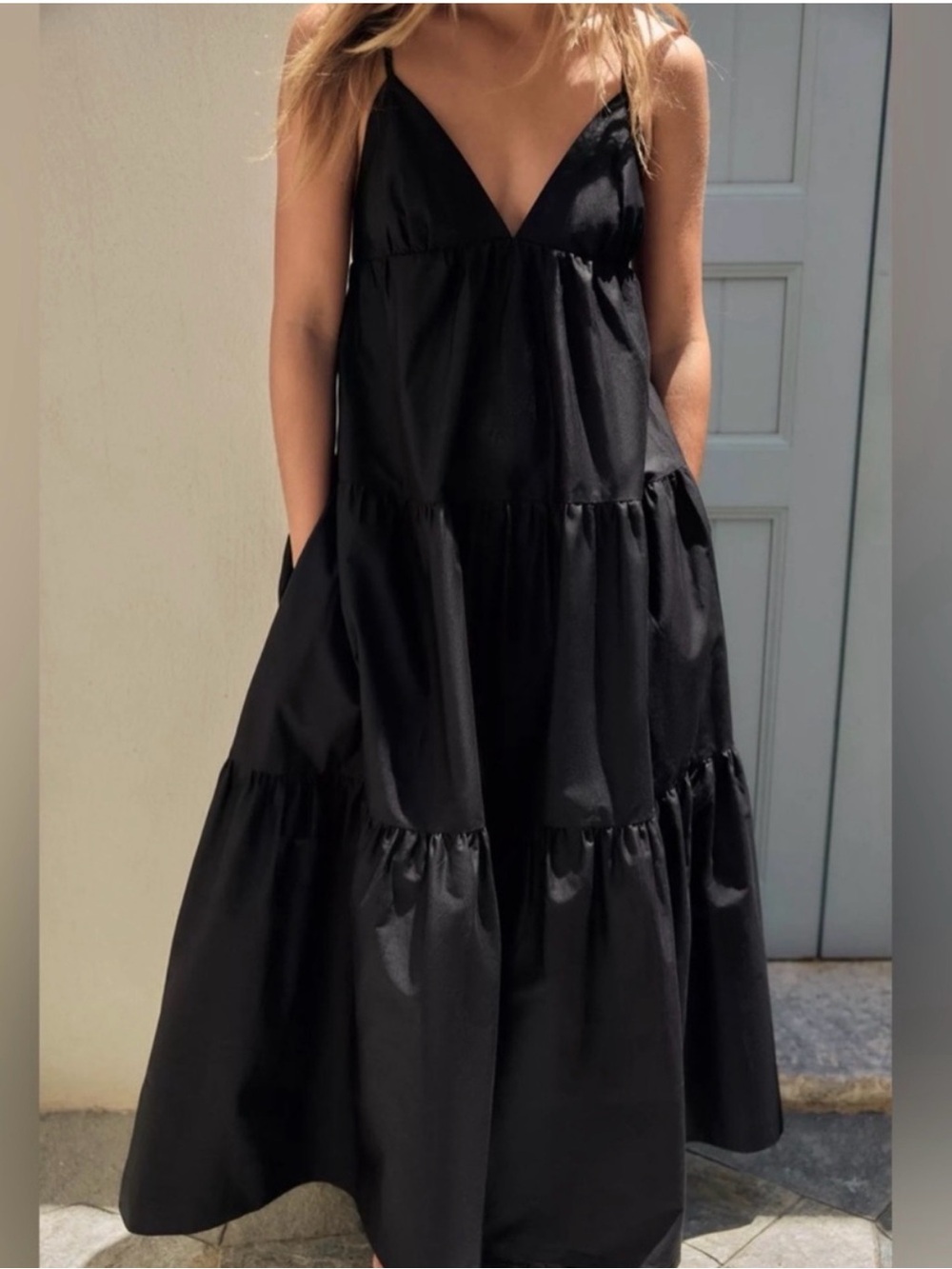 Zara Black Tiered Maxi Dress size Small